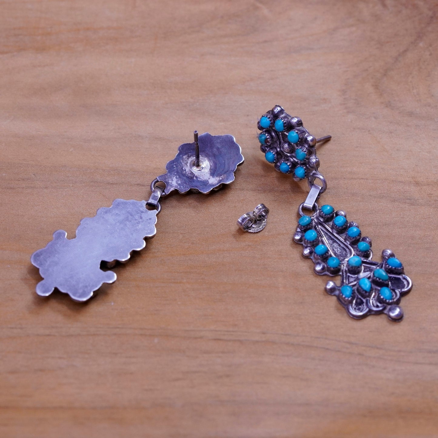 Vintage Native American Navajo Sterling 925 silver handmade earrings turquoise