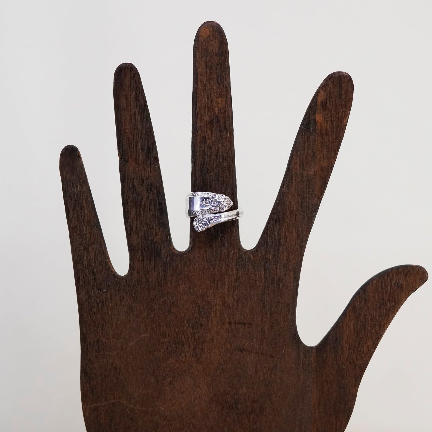 Size adjustable, prelude Sterling silver handmade wrap band, 925 spoon ring