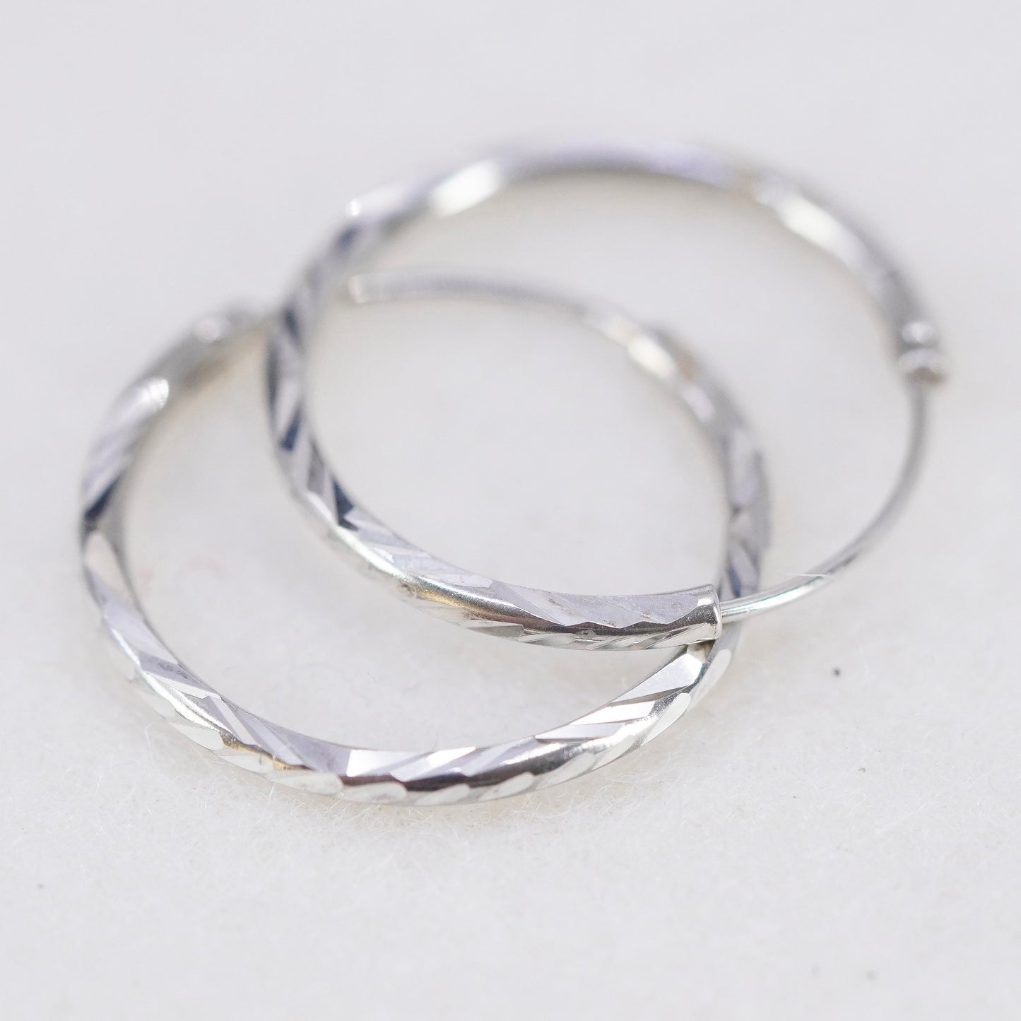 0.5”, vintage Sterling silver handmade earrings, textured 925 hoops