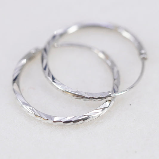 0.5”, vintage Sterling silver handmade earrings, textured 925 hoops