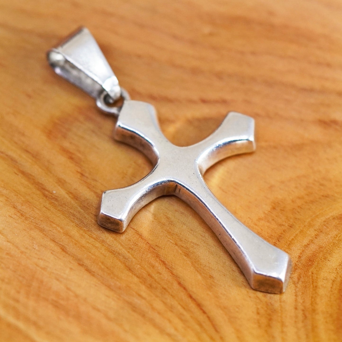 Vintage Mexico Sterling silver handmade pendant, modern 925 cross