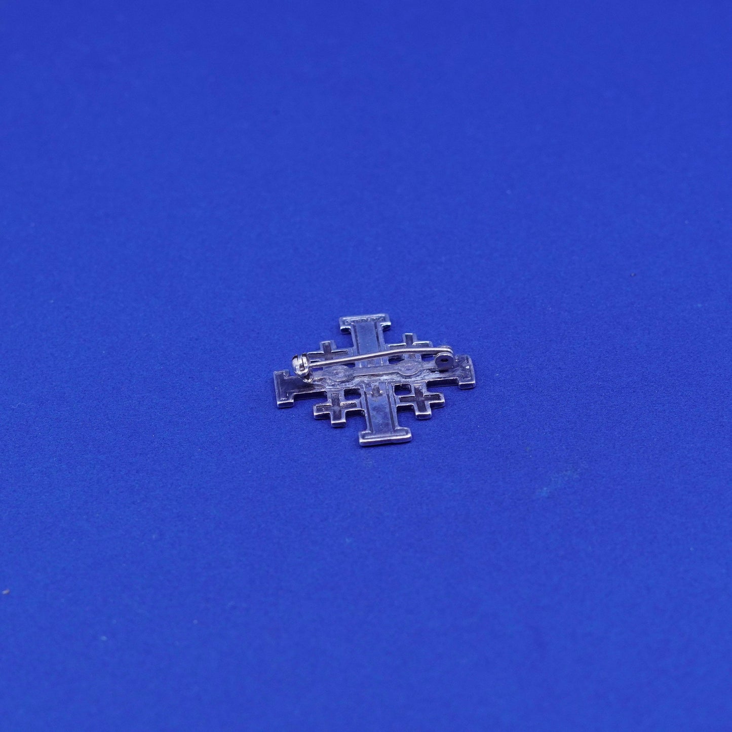 Vintage Sterling silver handmade brooch, 925 Jerusalem cross pin