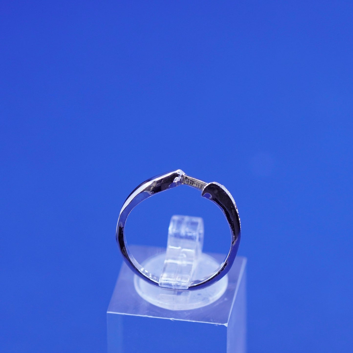 Size 7, vintage Sterling silver handmade ring, 925 band with cz details