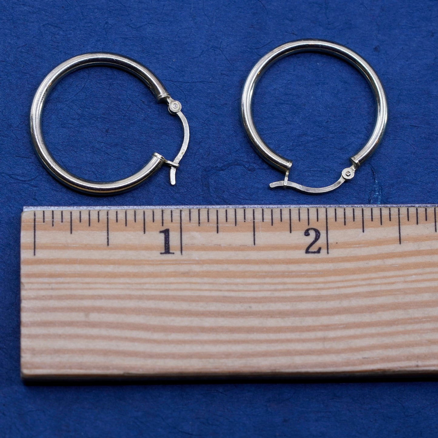 1”, vintage vermeil gold over Sterling silver hoop earrings, 925 huggie
