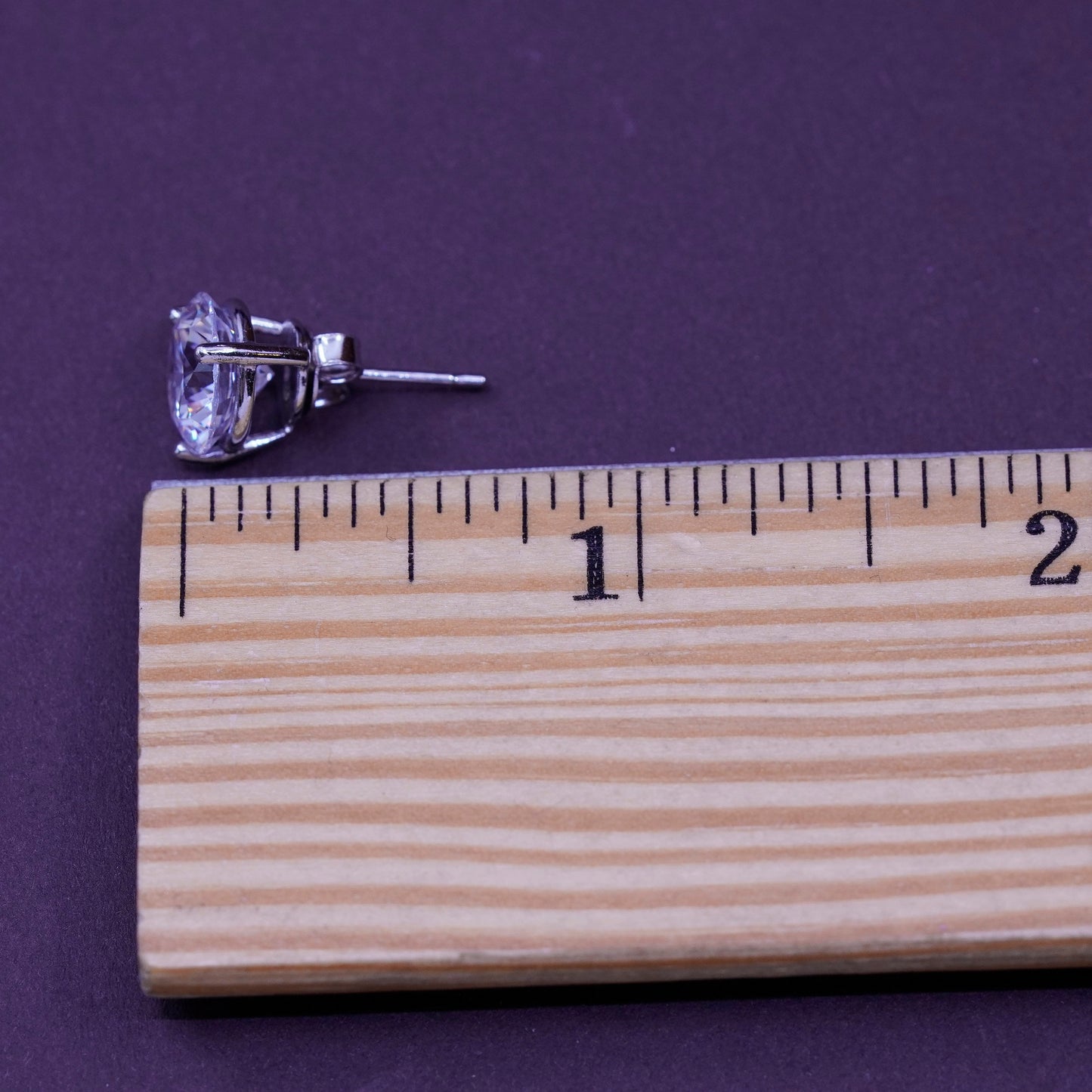 10mm, vintage Sterling silver clear round crystal studs, cz earrings