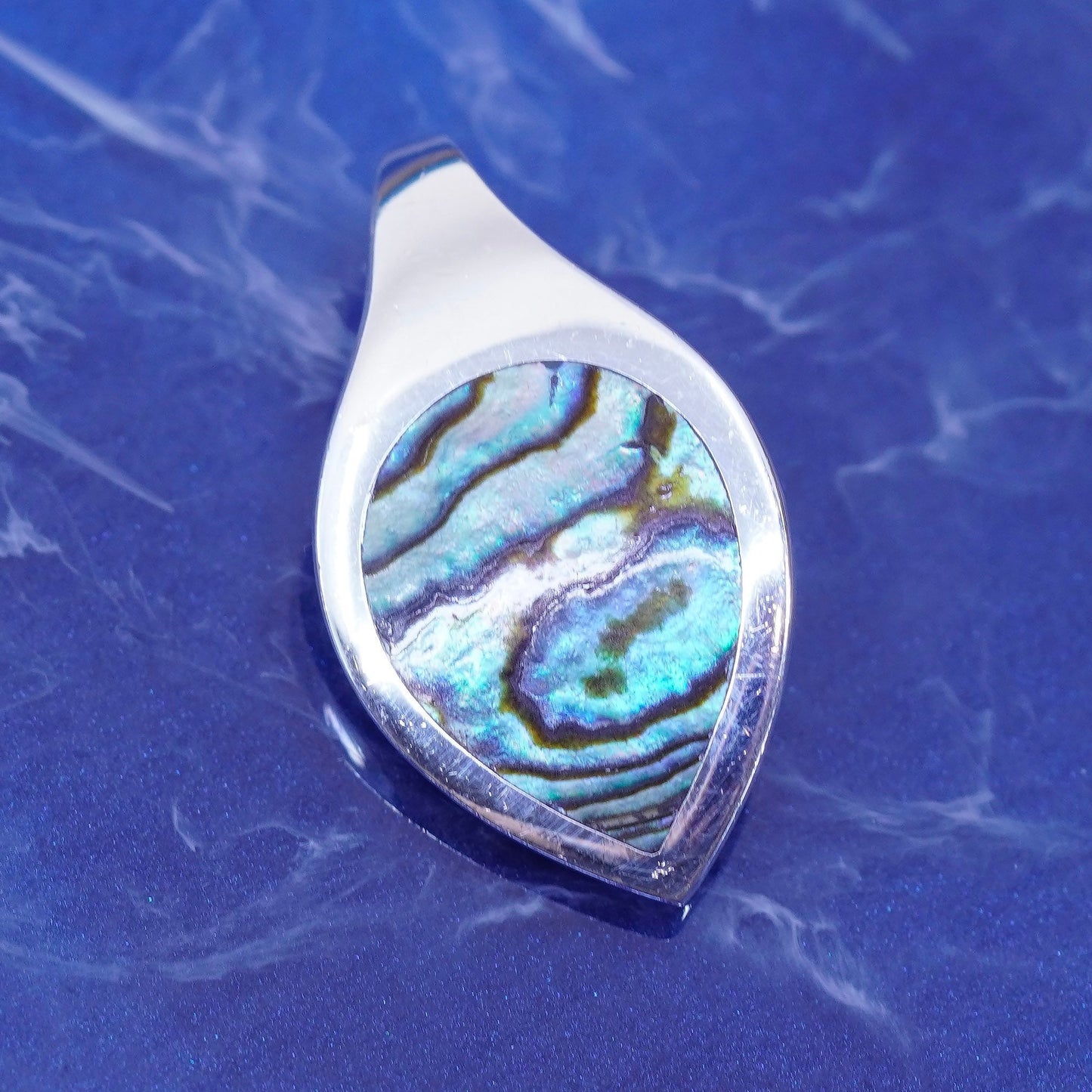 Vintage Sterling 925 silver handmade pendant with abalone