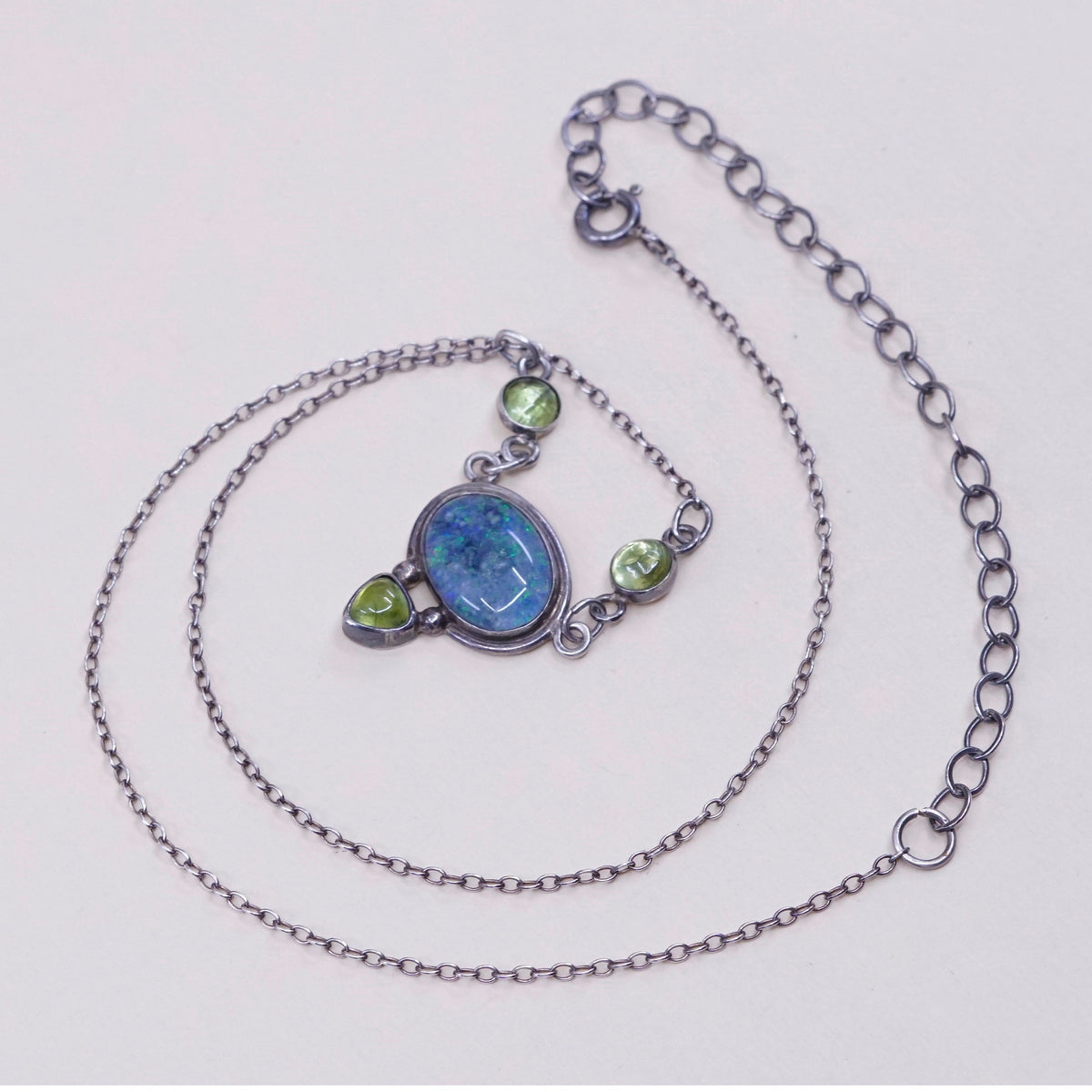 18”, FMW Sterling silver necklace, 925 circle chain with Roman glass pendant