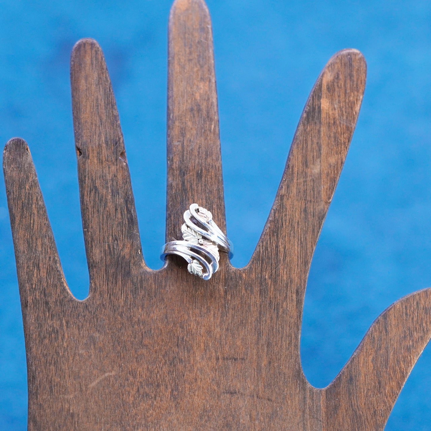 Size 6, Black Hills Coleman Co Sterling 925 silver ring, band 12K rose gold