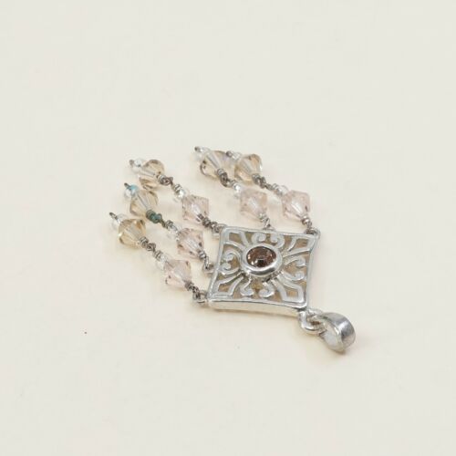 Vintage Milor Sterling silver handmade pendant, 925 silver with and crystal