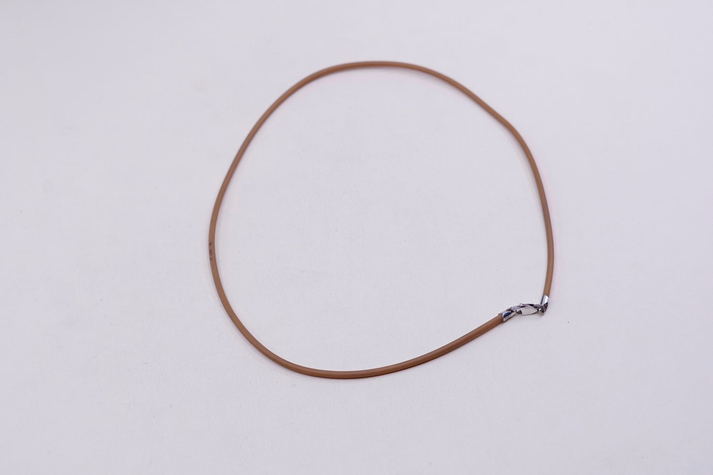 14”, Vtg Sterling 925 Silver Clasp W/ brown rubber Necklace