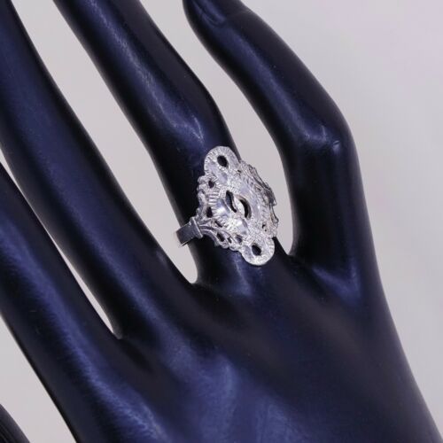 Size 5, Vtg Sterling Silver Handmade Ring, 925 Silver Band W/ Filigree Whirl