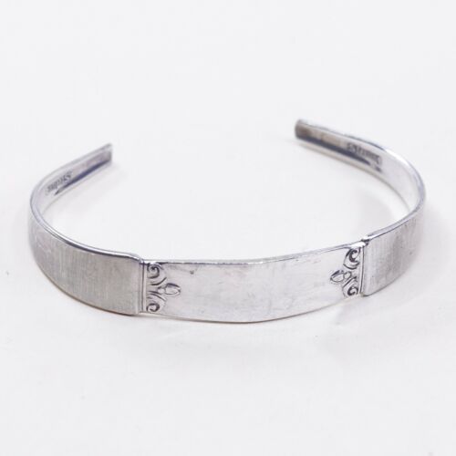 6.5”, Vintage Sterling Silver Handmade cuff, 925 Spoon Bracelet