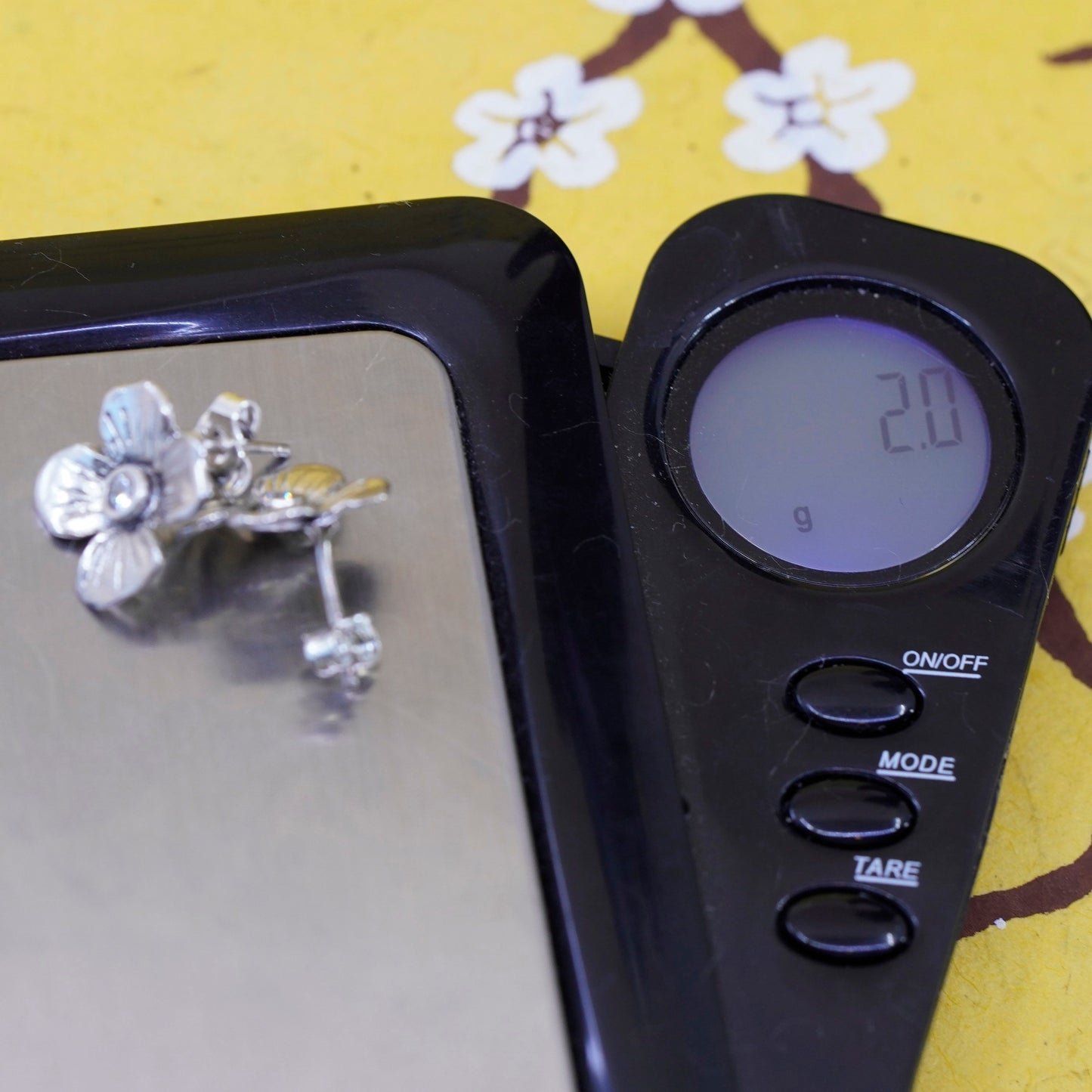 Vintage Sterling 925 silver handmade studs, flower earrings with cz
