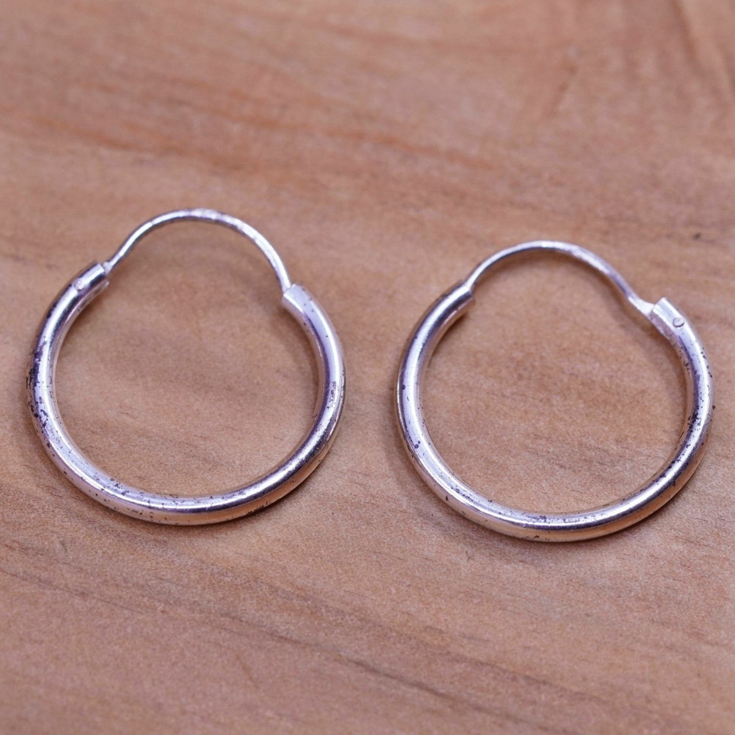 0.75”, Vintage Sterling silver handmade earrings, 925 hoops