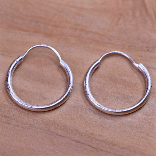 0.75”, Vintage Sterling silver handmade earrings, 925 hoops