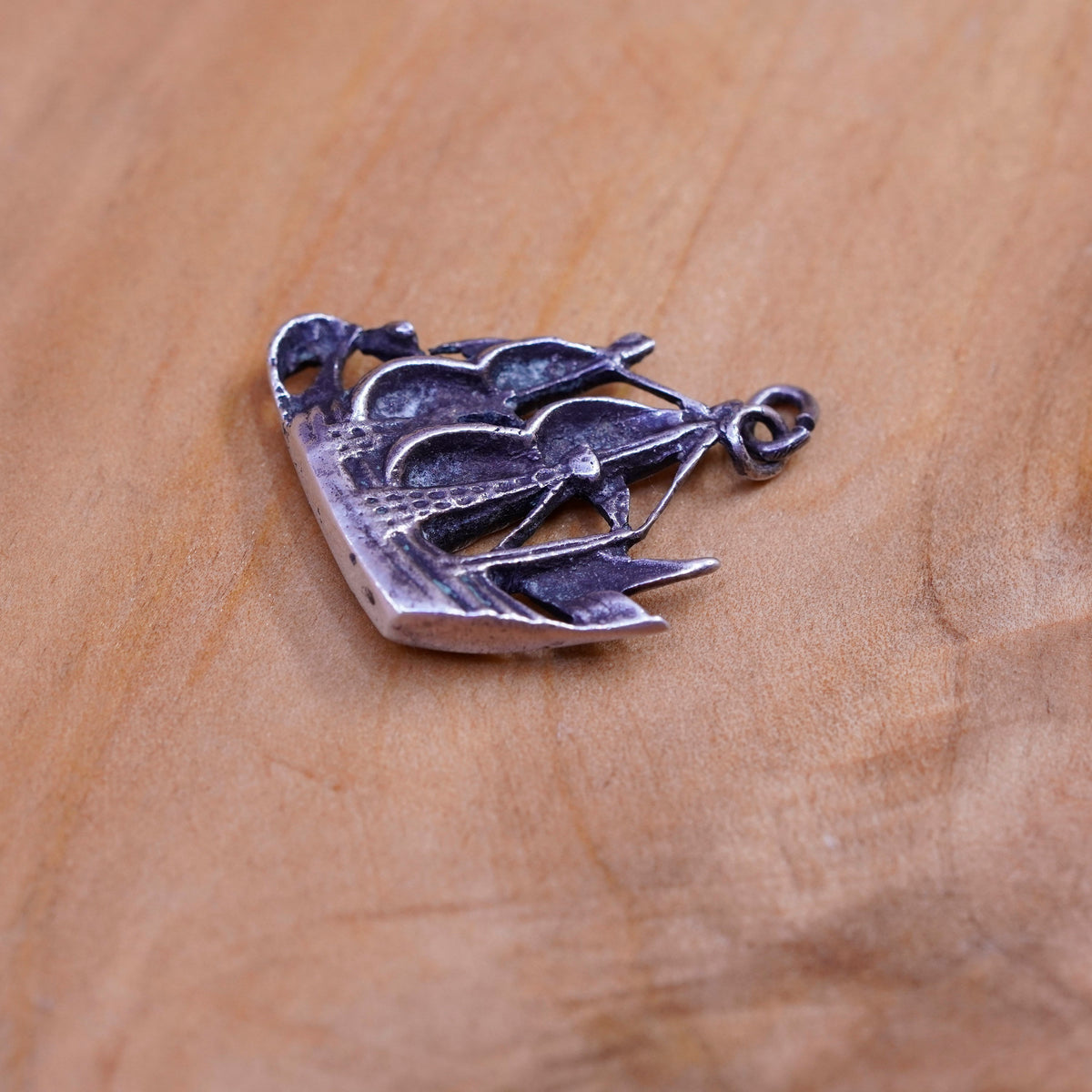 Vintage Sterling silver handmade charm, 925 sailing boat pendant