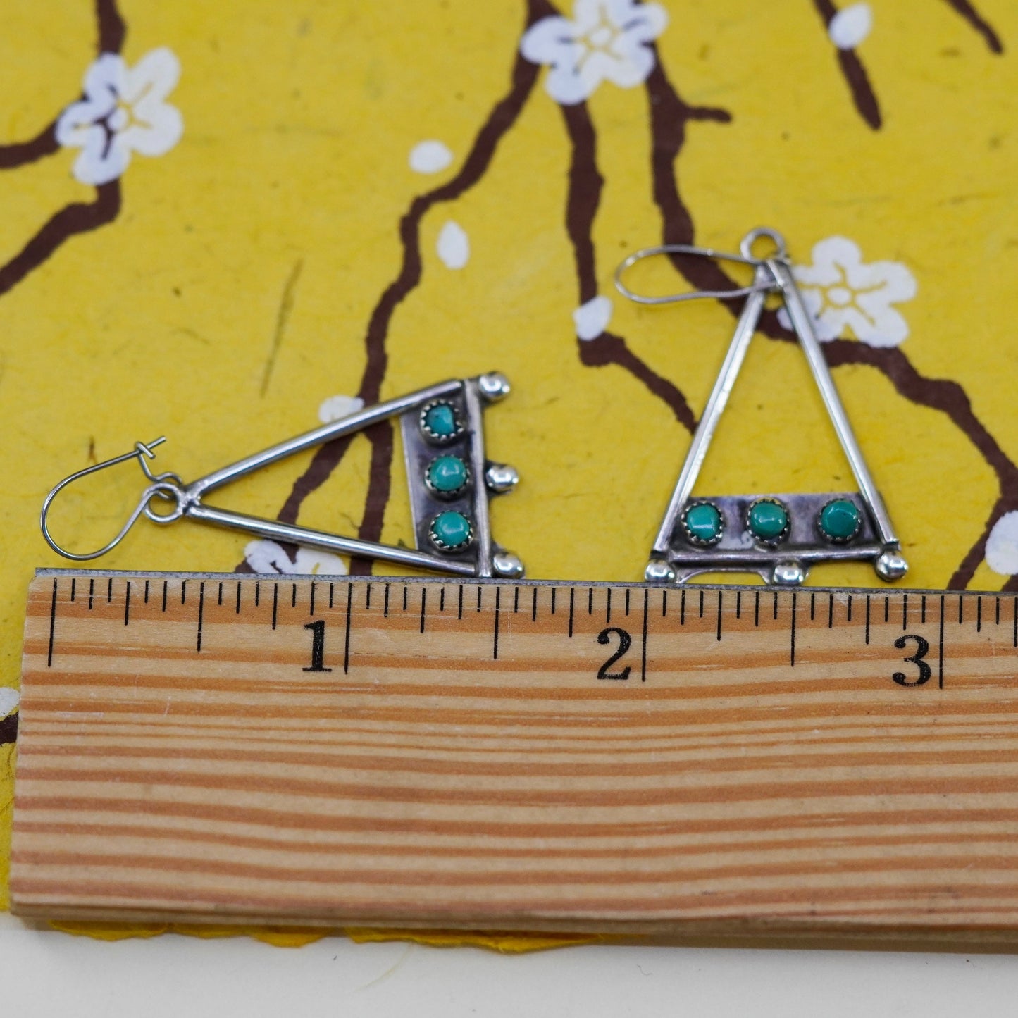 Native American Navajo Sterling 925 silver handmade earrings with turquoise
