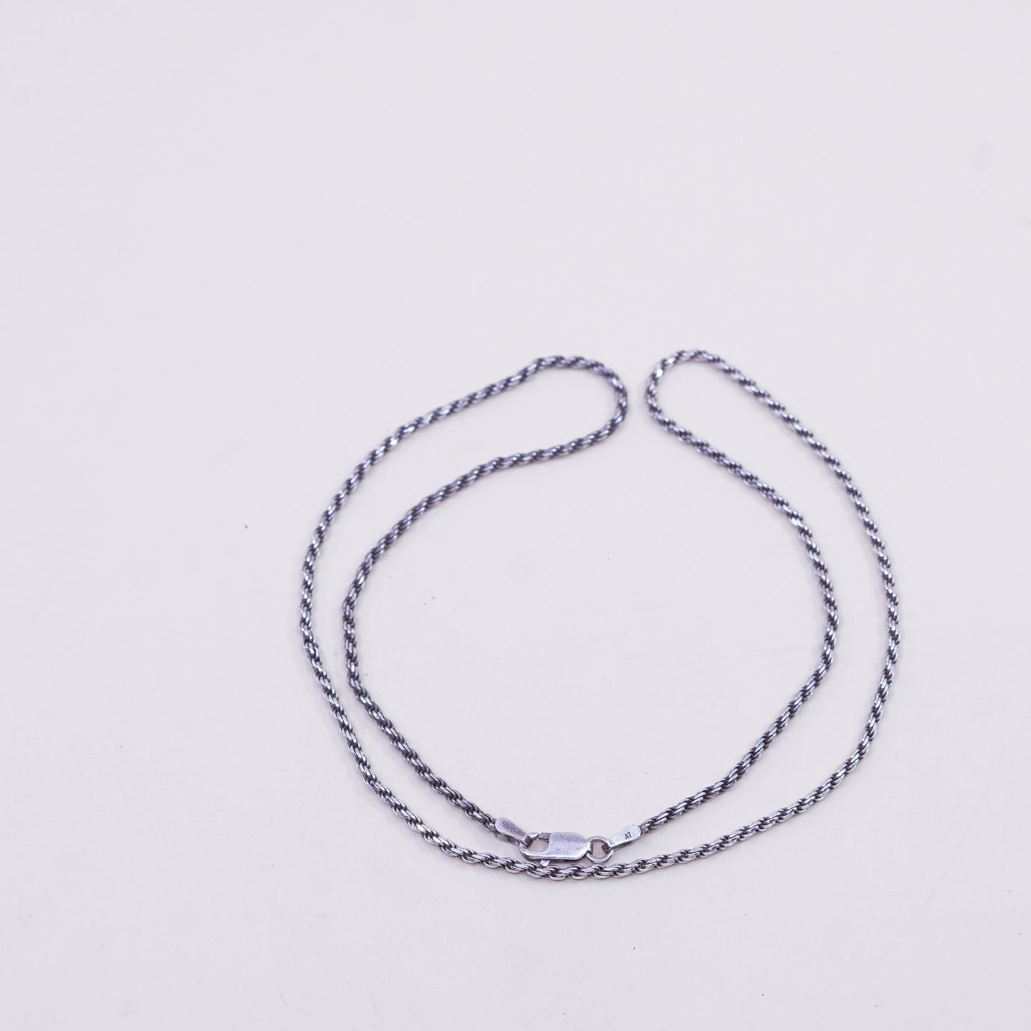18” 1.6mm, vintage sterling silver necklace, 925 rope chain