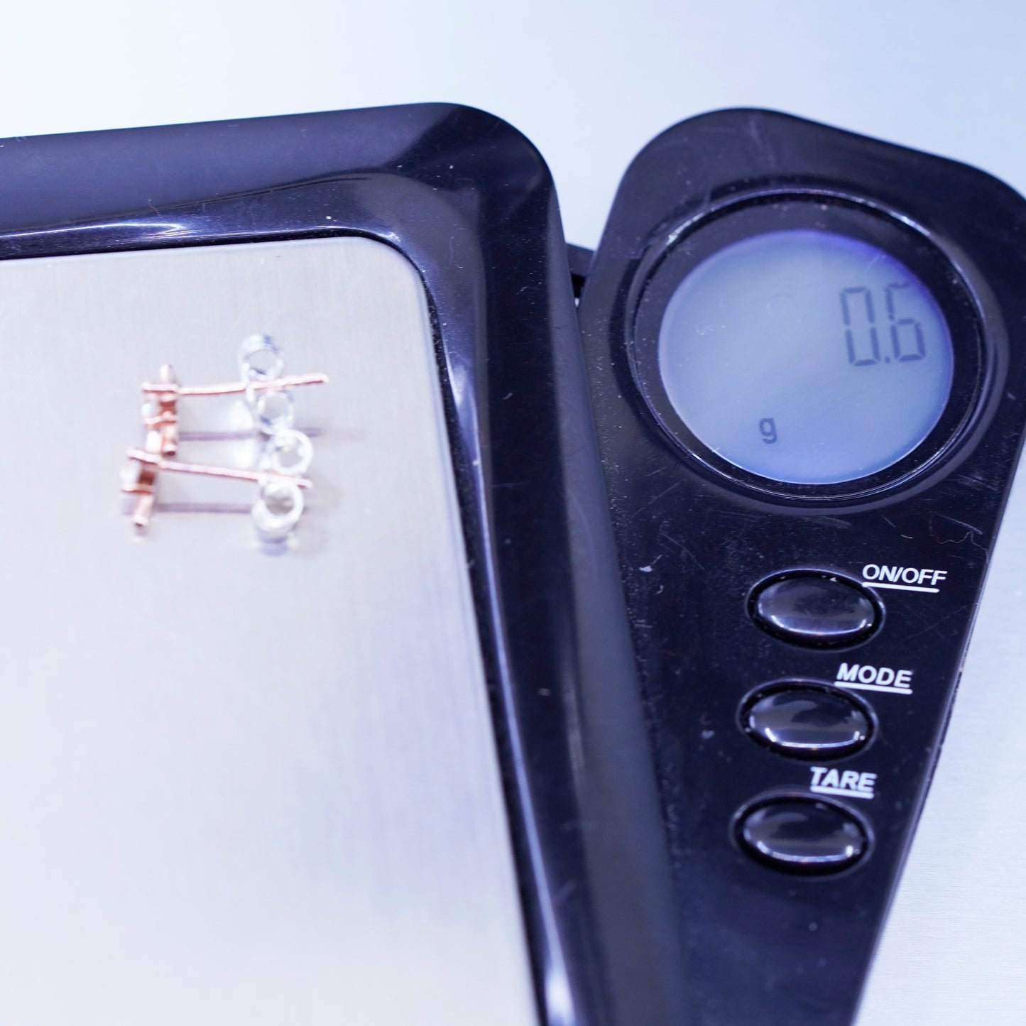 Vintage vermeil rose gold over Sterling 925 silver earrings, studs with cz