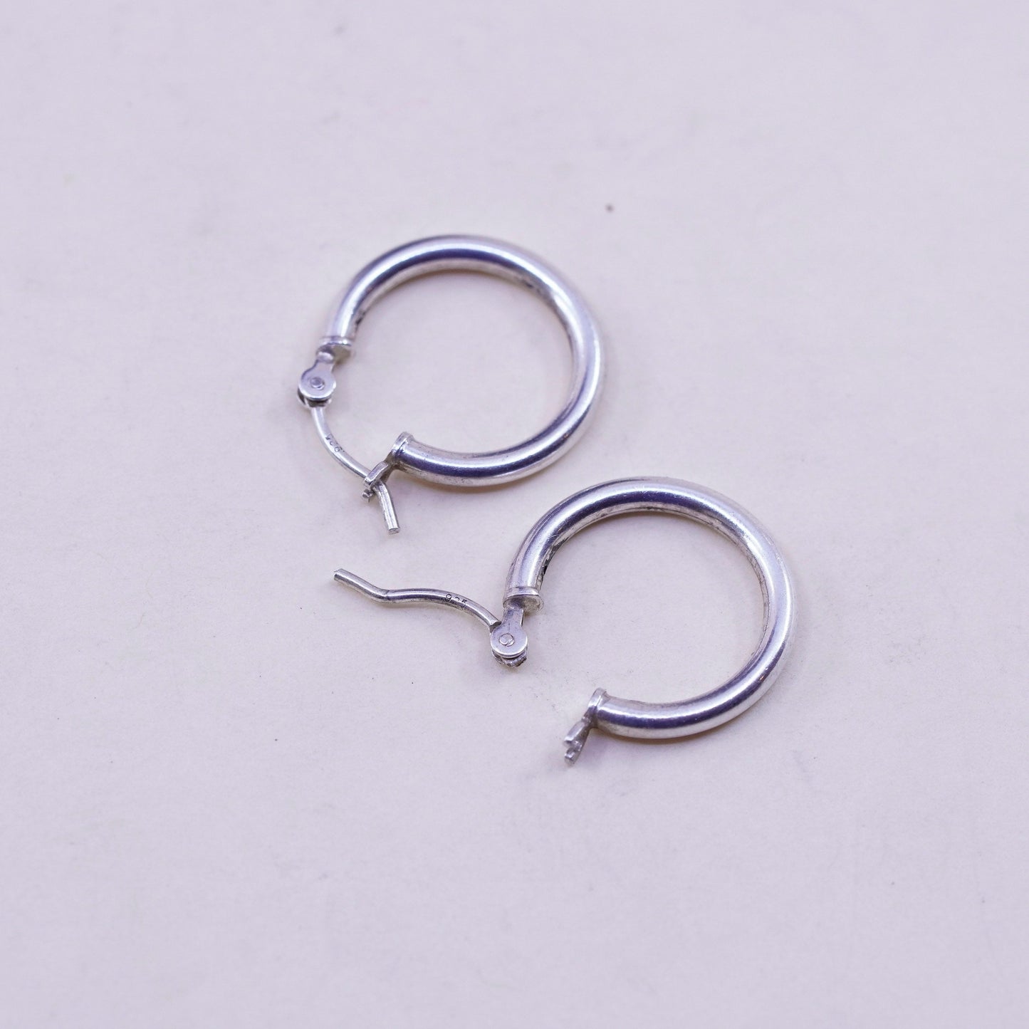 0.5”, Vintage sterling silver loop earrings, fashion minimalist, 925 hoops