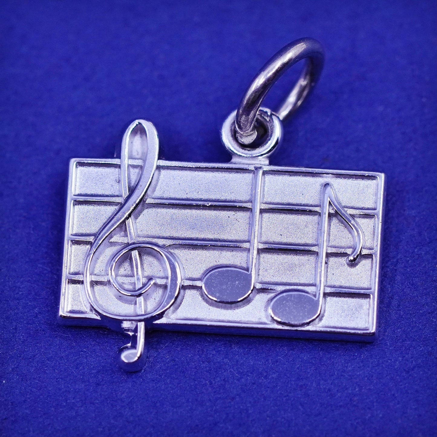 Vintage Sterling silver handmade pendant, 925 music symbol charm