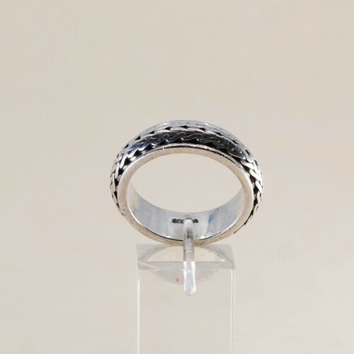 Size 12.5, Vtg Sterling Silver handmade Spinner Ring. 925 band w/ cable Textured