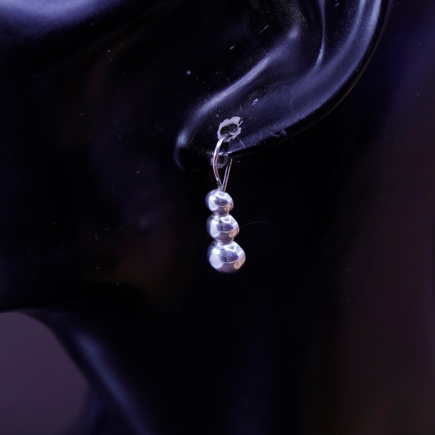 Vintage Sterling silver handmade earrings, 925 beads drops