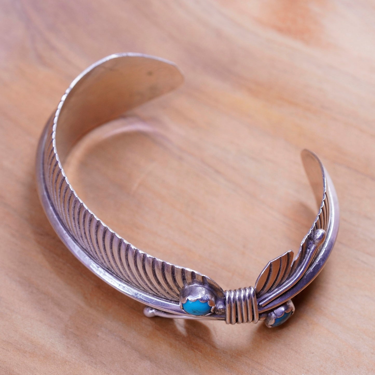 6.5”, American Navajo Vivian Jones Sterling silver bracelet, 925 cuff turquoise
