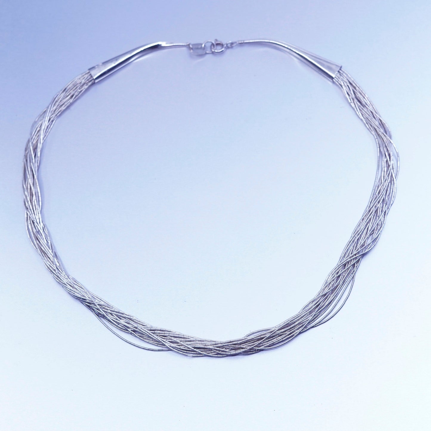 18”, liquid Sterling silver 20 strands necklace, Native American handmade chain