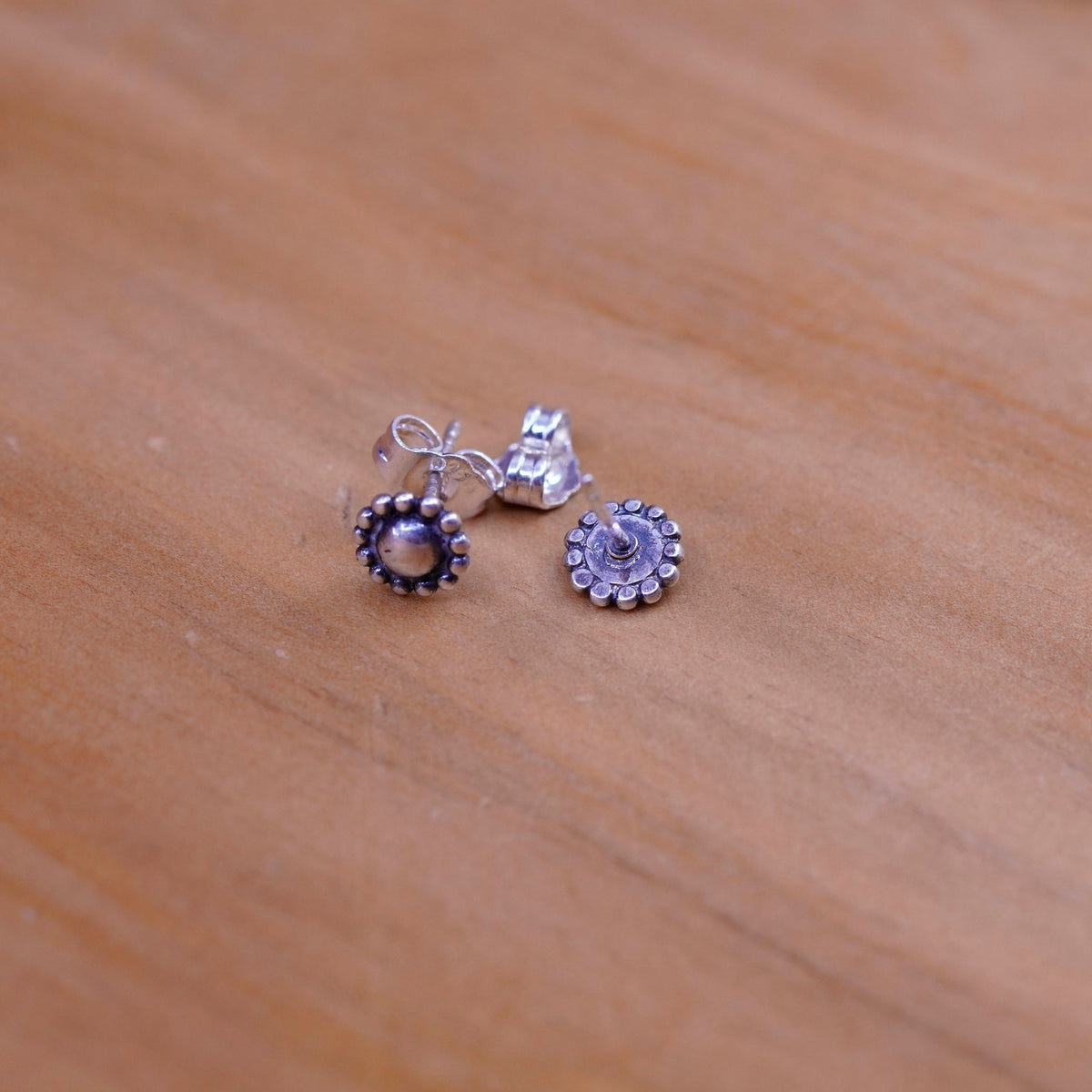 vintage Sterling silver handmade earrings, 925 flower studs