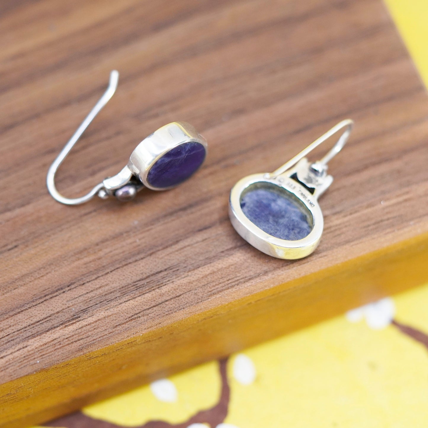 Vintage Sterling 925 silver handmade earrings with Sodalite and pearl