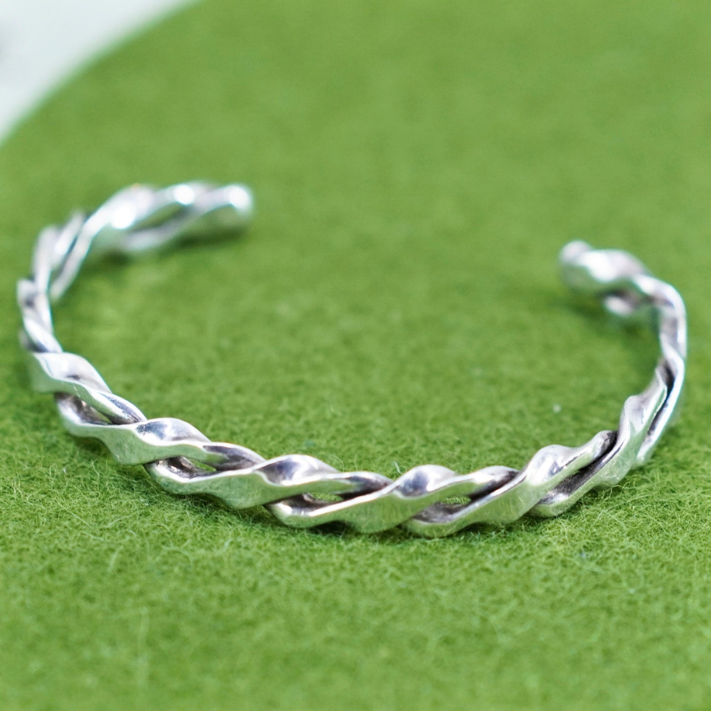 6.25”, vintage Sterling silver bracelet, modern twisted handmade 925 cuff