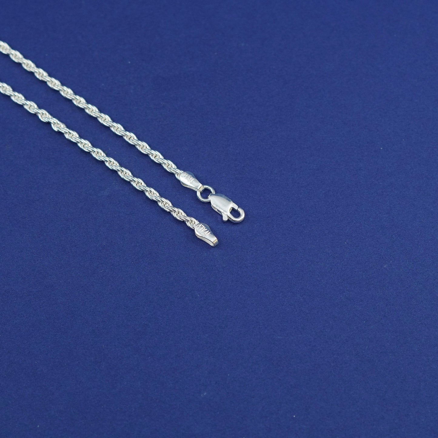 24”, 3mm, vintage milor italy sterling silver necklace, bold 925 rope chain