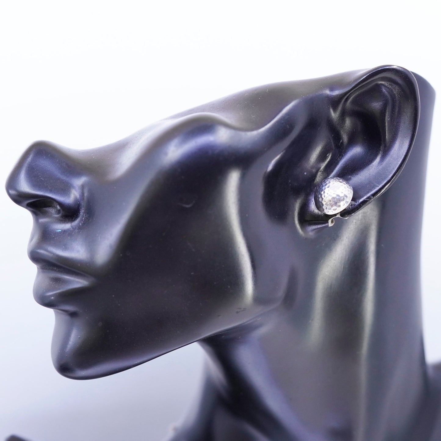 Vintage Sterling 925 silver handmade earrings, hammered textured studs
