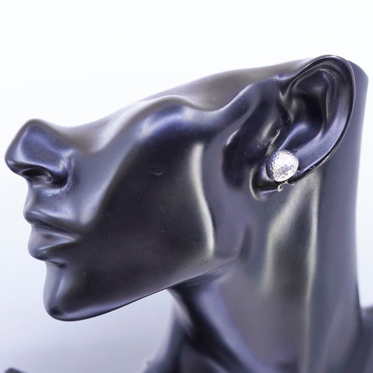 Vintage Sterling 925 silver handmade earrings, hammered textured studs