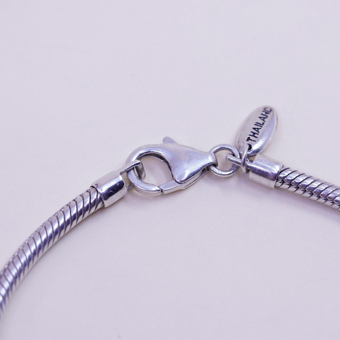 7”, vintage Italy Sterling 925 silver bracelet, bold snake chain lighthouse OBX