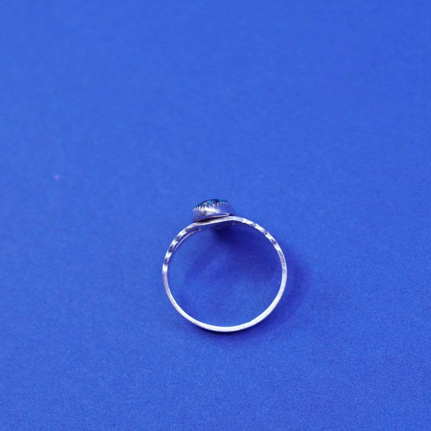 Size 6.5, Sterling silver ring with spiderwebbed turquoise, Native American