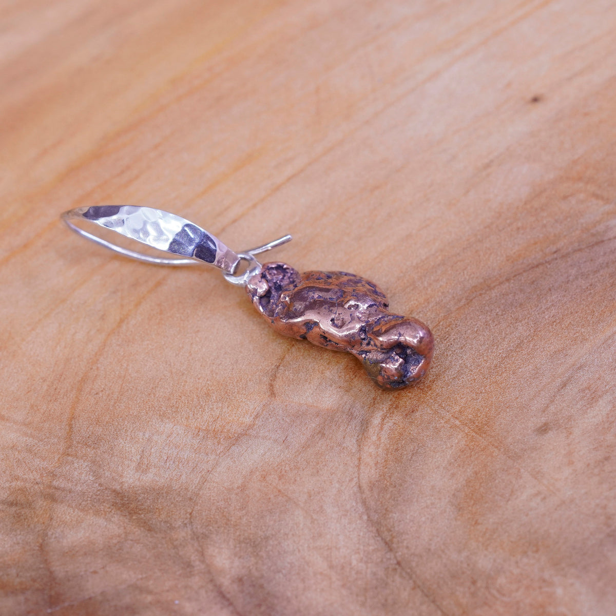 starborn Sterling silver handmade earrings, 925 hammered w/ copper nugget