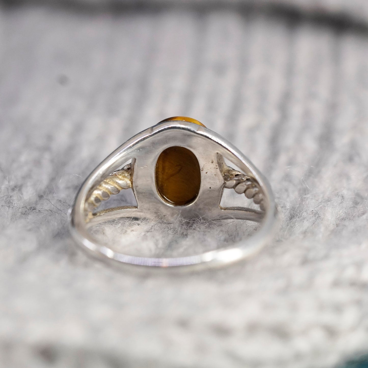 Size 7, vintage Sterling 925 silver handmade ring with golden tiger eye