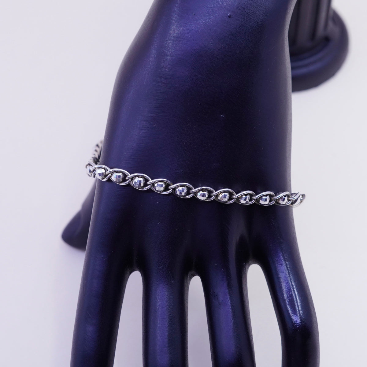 8.25”, 5mm, Vintage CREA sterling silver bracelet, 925 beads chain