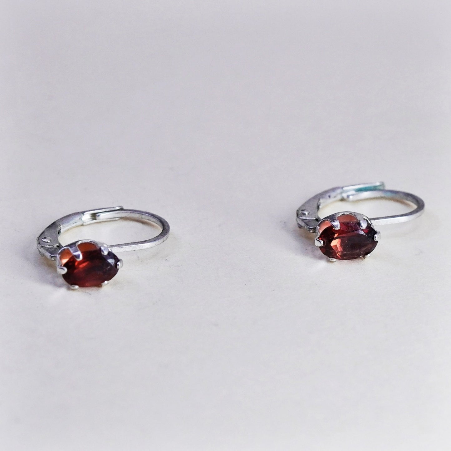 Vintage Sterling 925 silver handmade earrings with ruby