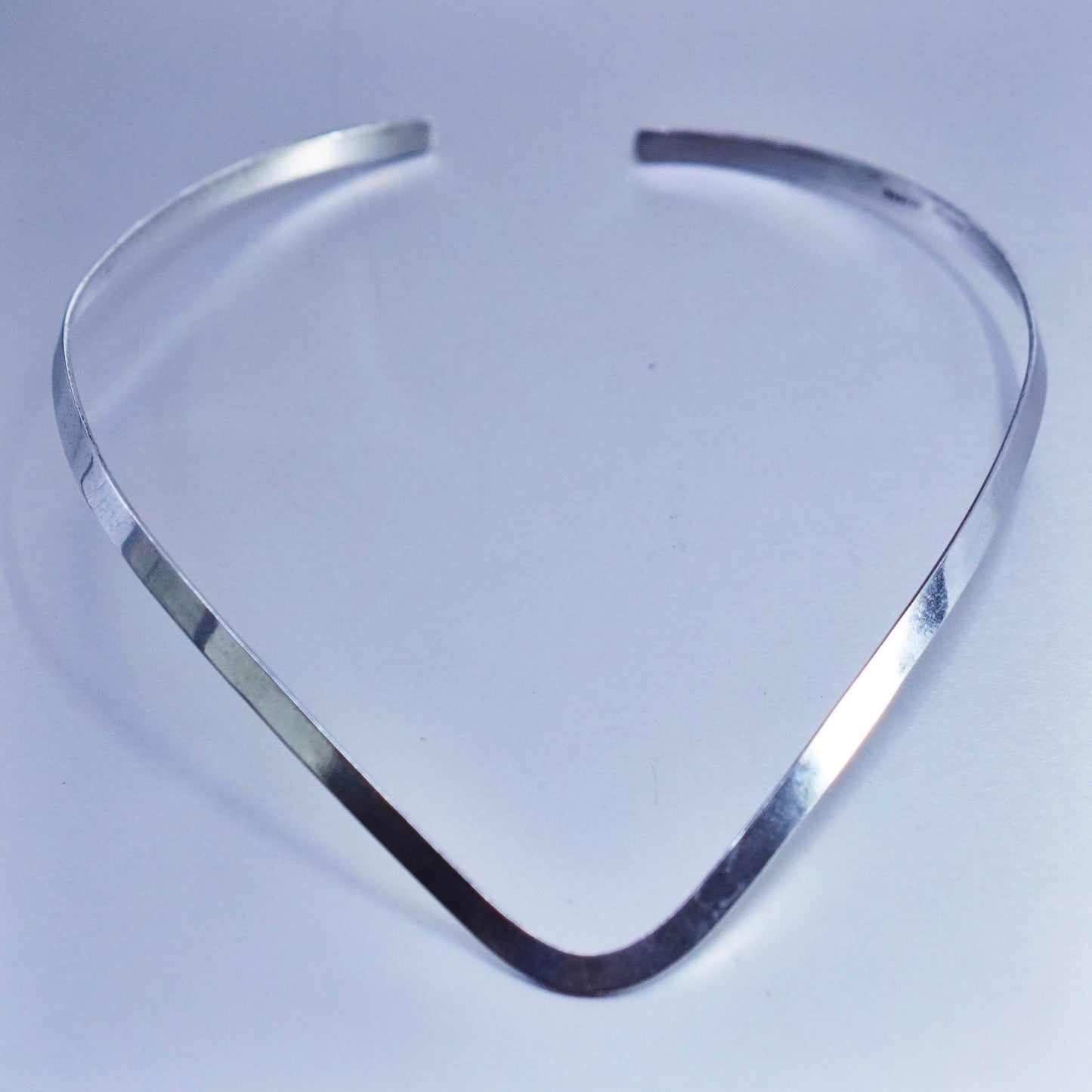 15”, vintage Mexico Sterling 925 silver handmade V choker collar necklace