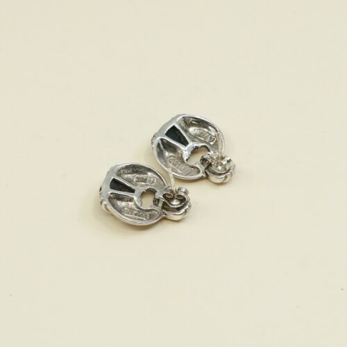 Vintage Sterling Silver Handmade Earrings, 925 Silver Studs W/ Obsidian Dangles