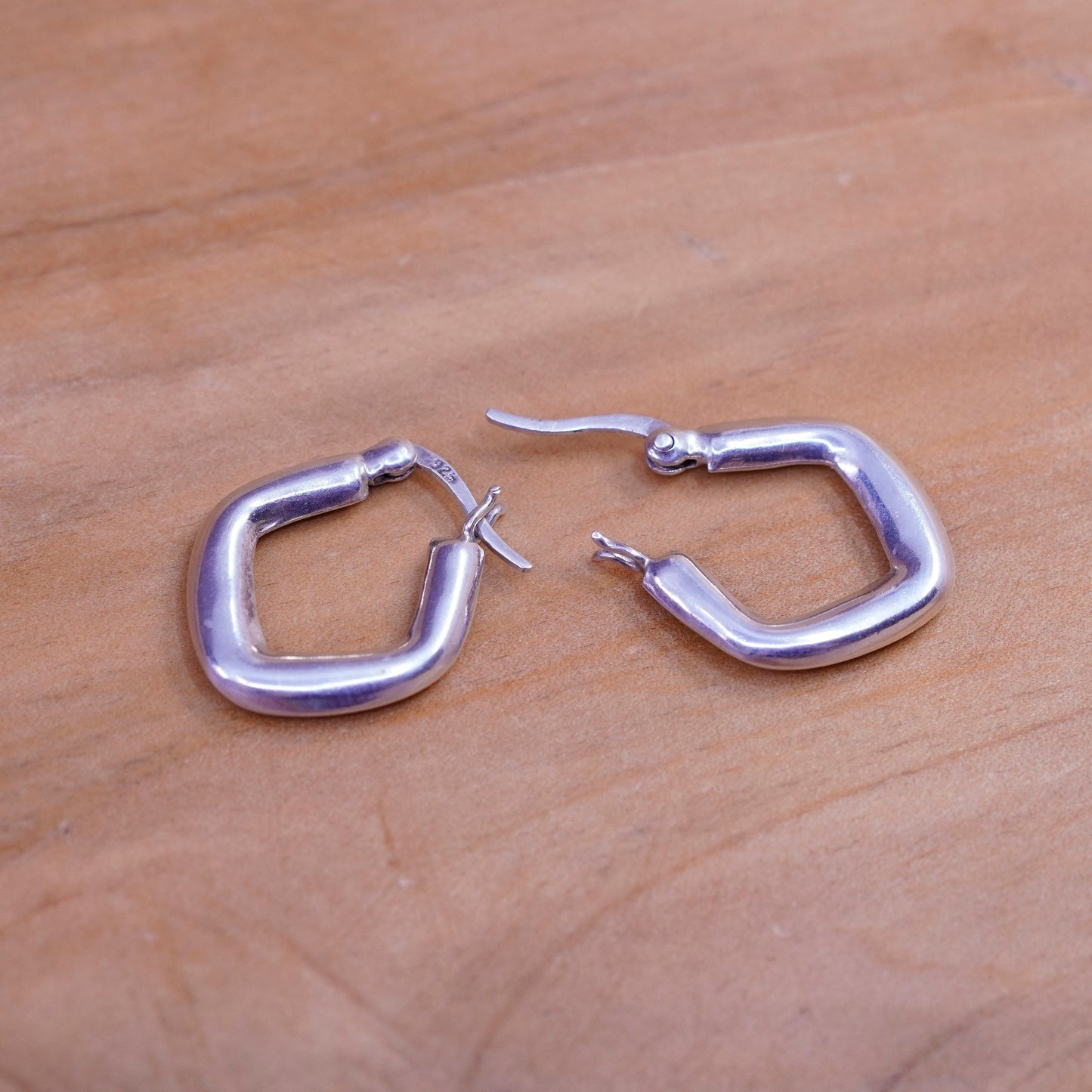 0.75”, Vintage Sterling silver handmade earrings, 925 hoops, huggie