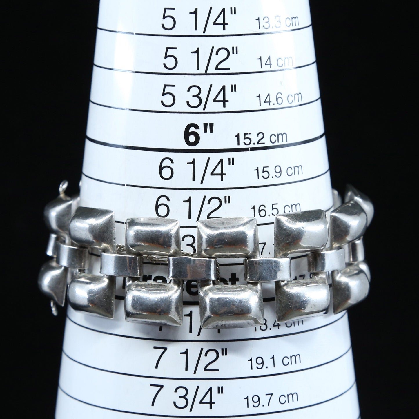 7”, vtg Sterling silver handmade bracelet, mexico 925 nugget link bracelet