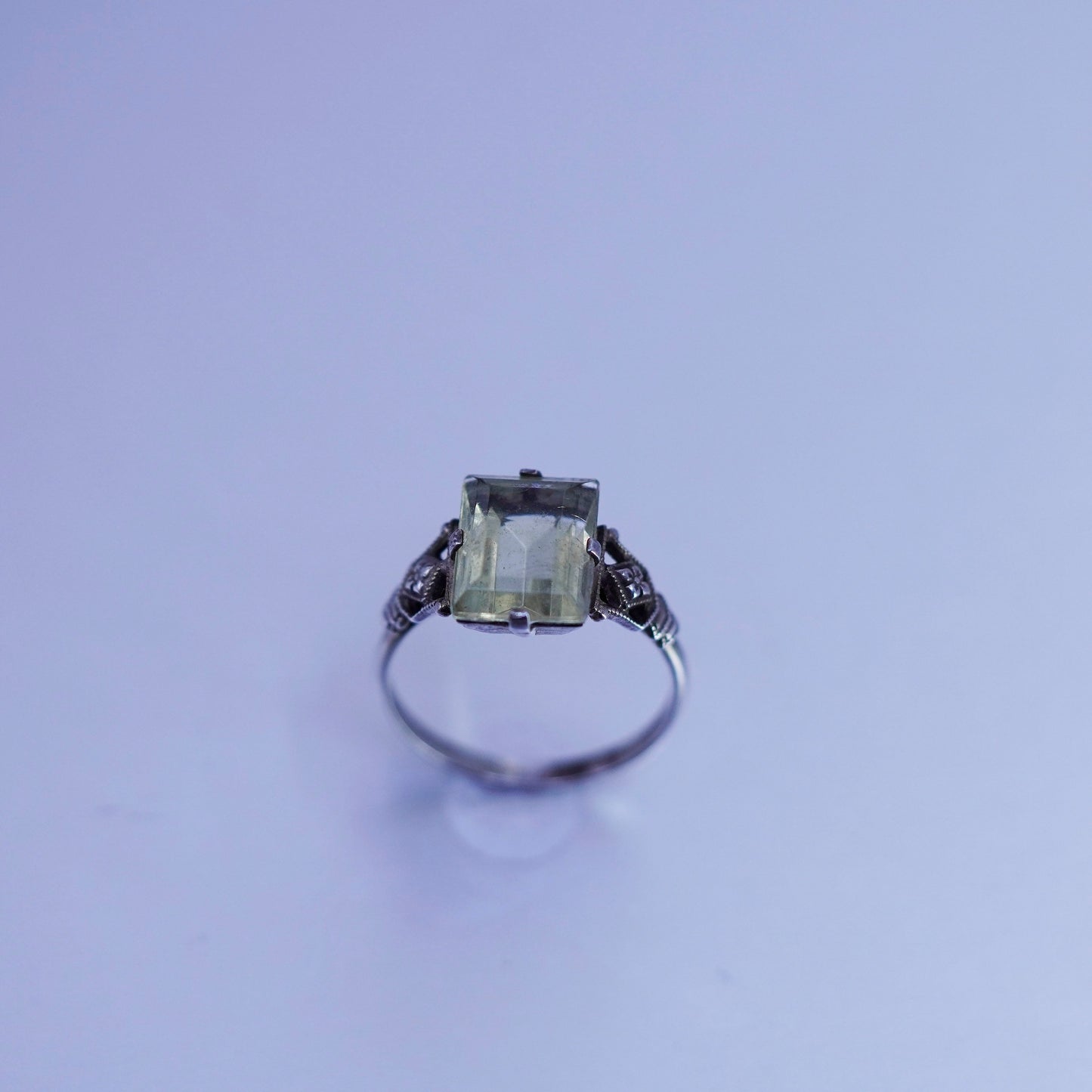 Size 7, vintage USA Sterling 925 silver handmade ring with citrine