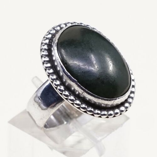 Sz 6.5, Vtg Handmade Sterling Silver W/ Turquoise N Beads Around, Navajo, 925