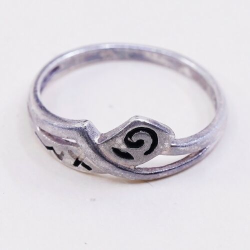 Sz 6, Vtg Sterling Silver Handmade Ring, 925 Silver Band W/ Swirl Texture