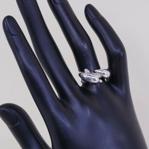 Sz Adjustable, Vtg Sterling Silver 925 Double Dolphin Band Ring, Silver Tested