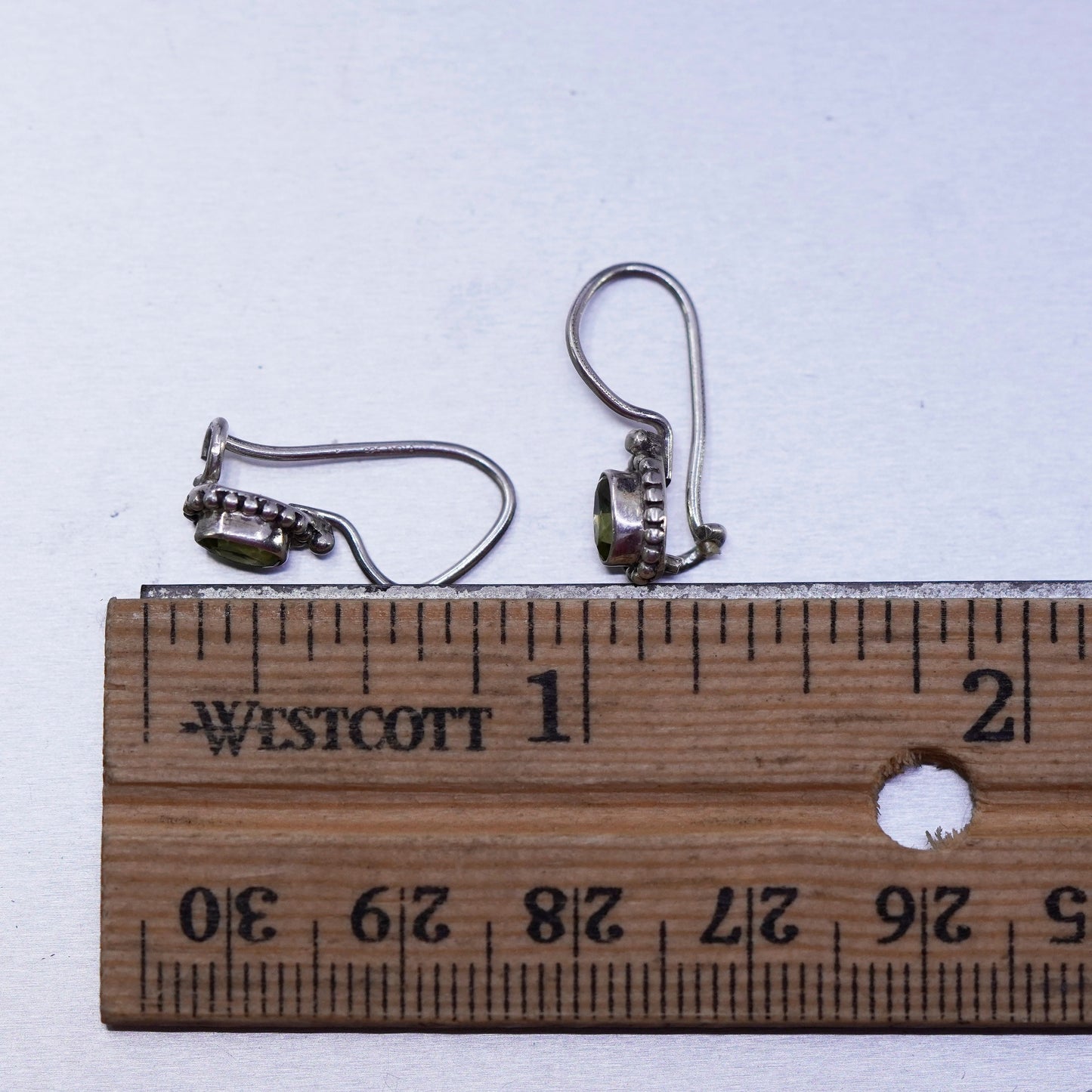 Vintage Sterling 925 silver handmade earrings with peridot
